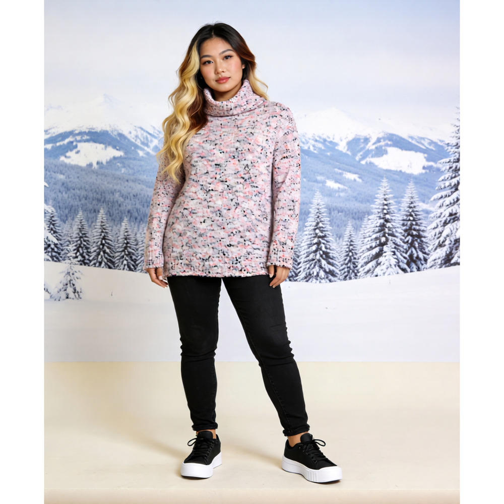 Moon and Madison oversized soft multicolor turtleneck sweater M